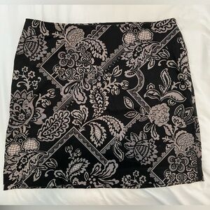 INC Black and Off White Floral Skirt